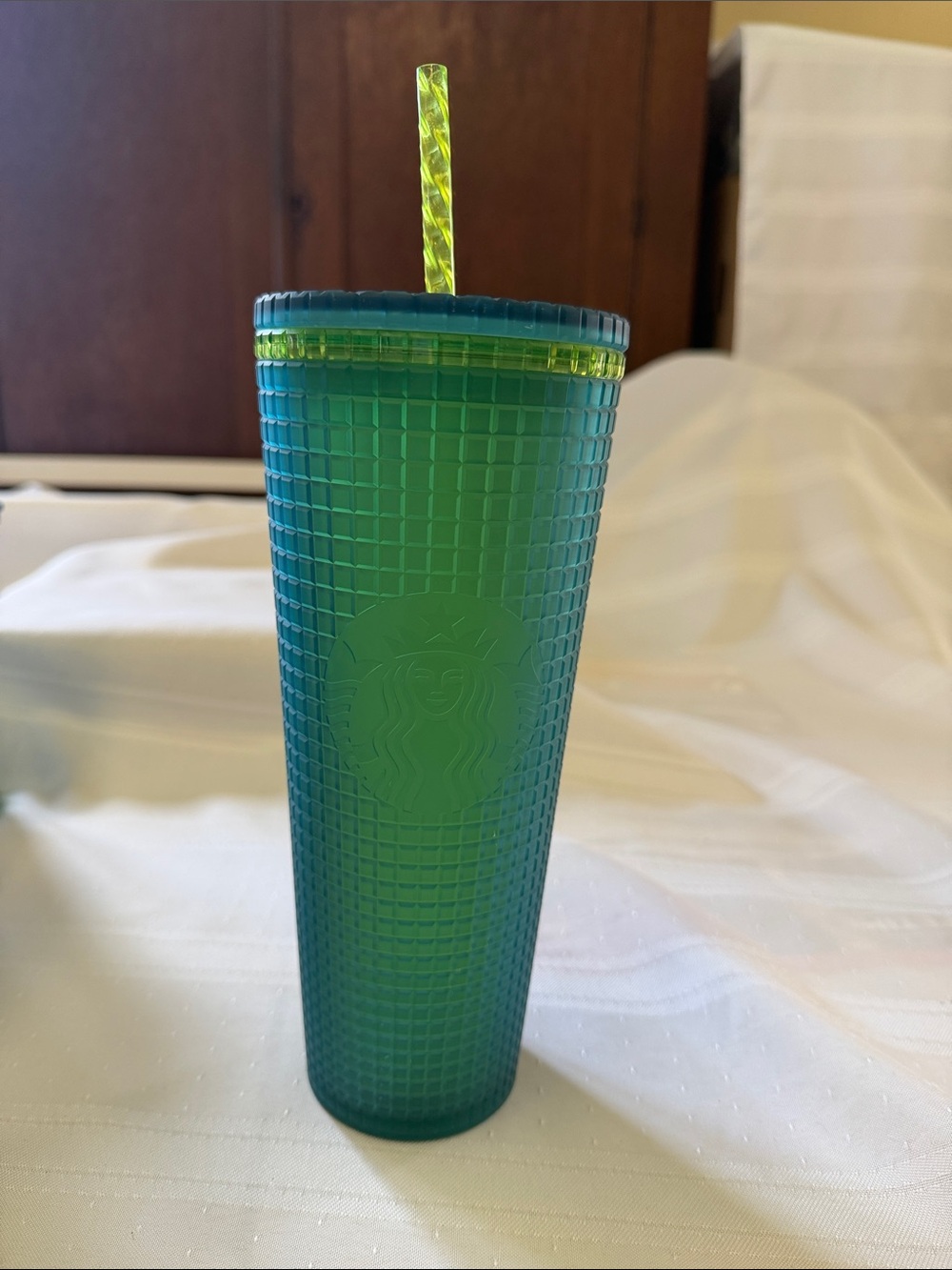 Starbucks Teal Tumbler with Lime Accent Straw